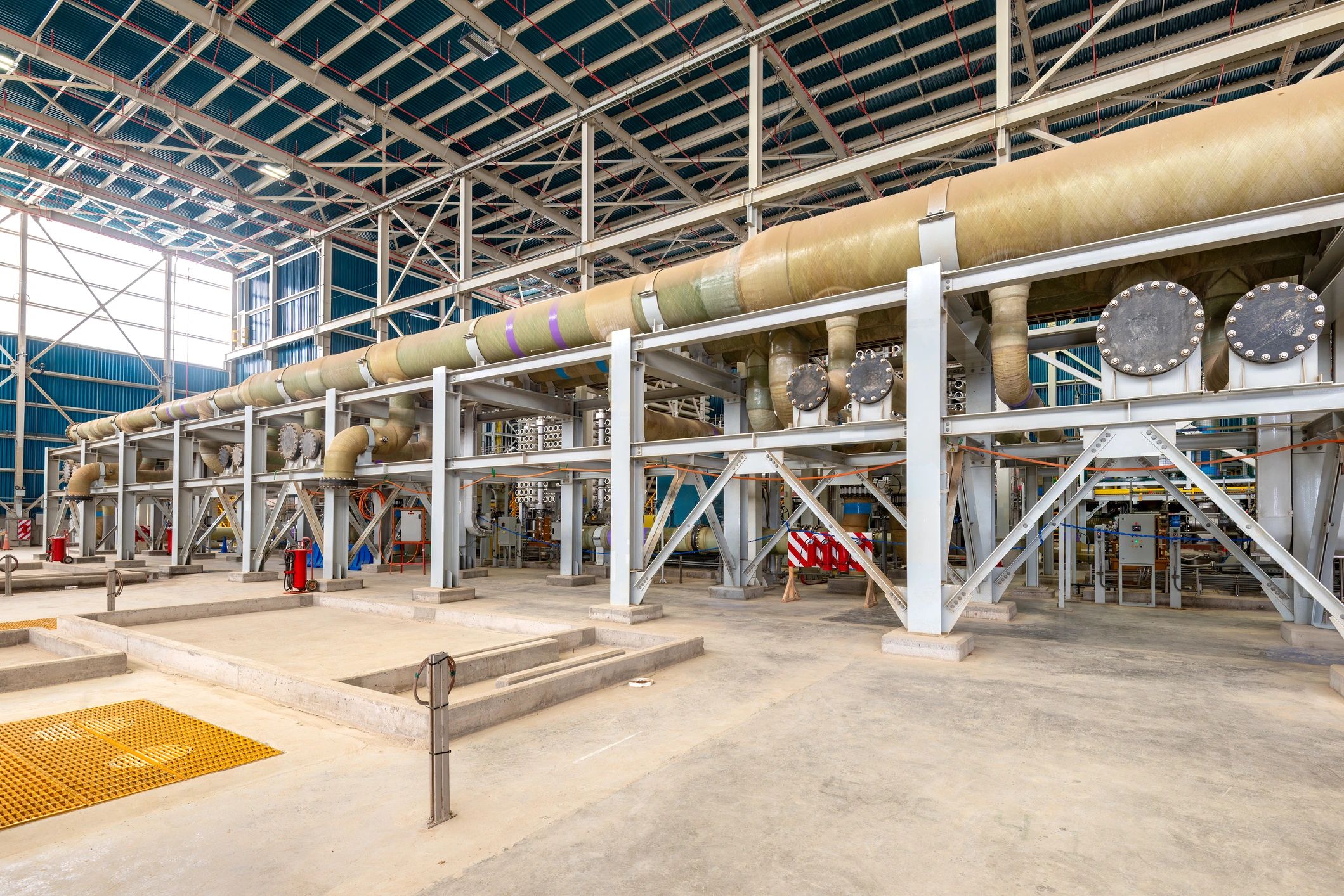 Industrial plant piping infrastructure representing suppression systems